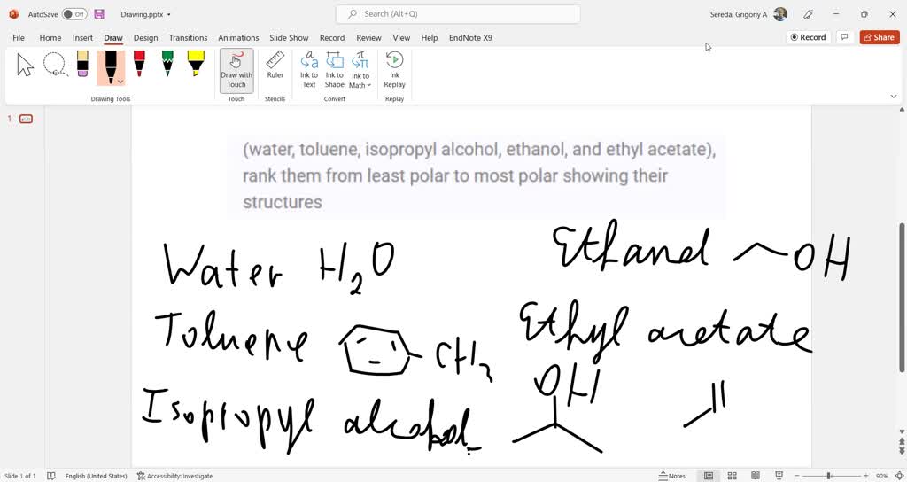SOLVED Rank hexane, water, ethanol, acetone, and ethyl acetate from