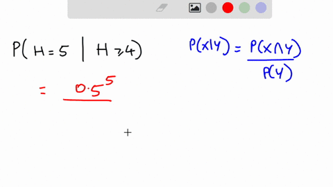if-a-fair-coin-is-tossed-at-random-five-independent-times-find-the-conditional-probability-of-five-4-44493