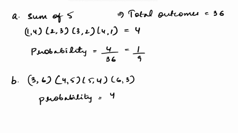1-a-pair-of-dice-is-tossed-find-the-probability-of-sum-of-5-b-sum-of-9-c-sum-of-7-or-sum-of-8-d-sum-of-at-most-3-sum-of-at-least-9-sum-of-at-most-g-sum-of-4-and-sum-of-5-2-in-a-standard-deck-33385