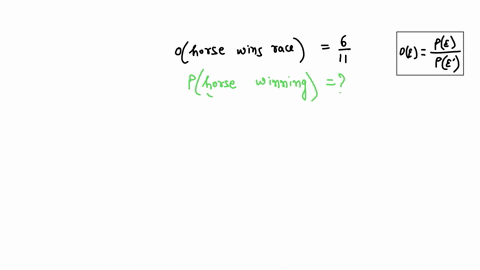 find-the-following-probabilities-related-to-odds-step-1-of-2-if-the-odds-in-favor-of-a-horse-winning-a-race-is-611-what-is-the-probability-of-the-horse-winning-the-race-express-your-answer-a-84811
