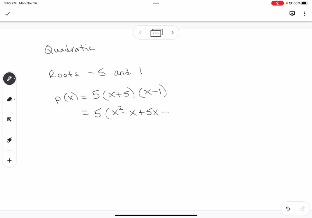 Solved write the quadratic equation whose roots are 5 and 1 and