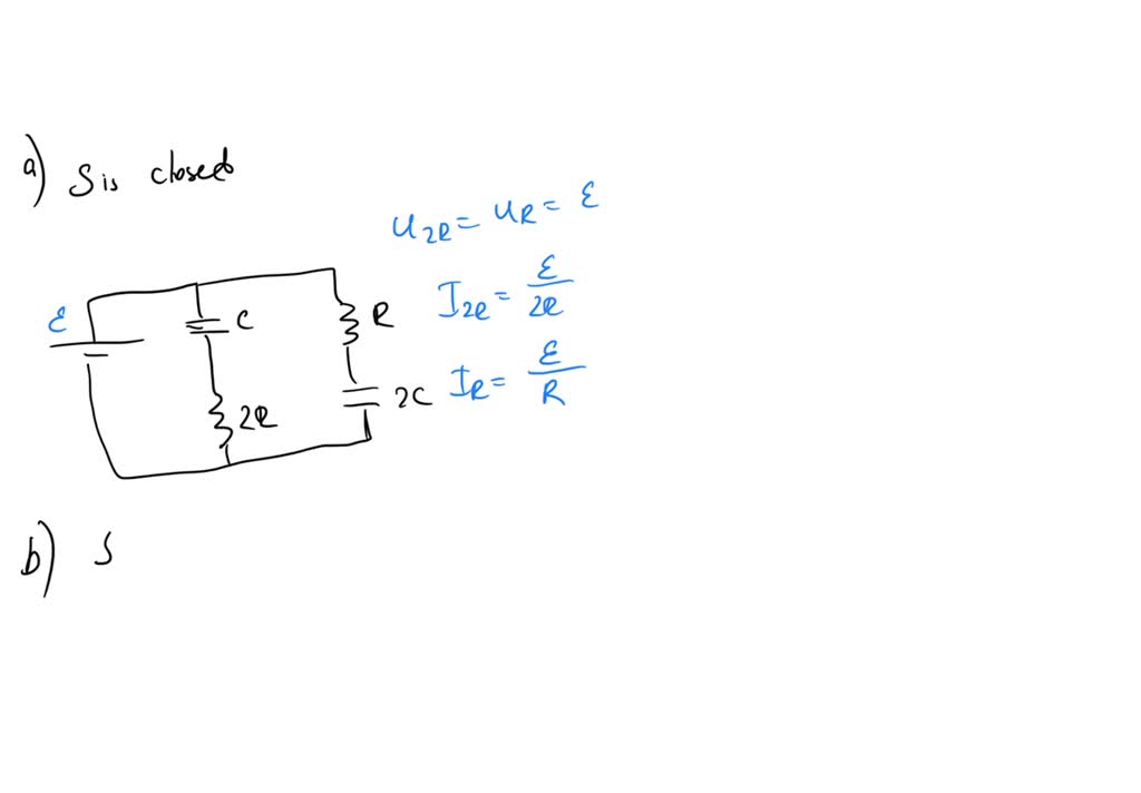 SOLVED 4.Two uncharged capacitors and two resistors are connected a battery as shown in Figure