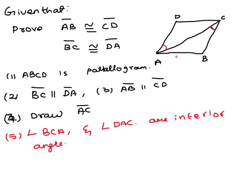 SOLVED: Please Help!! Given: ABCD is a parallelogram. Prove: AB is ...