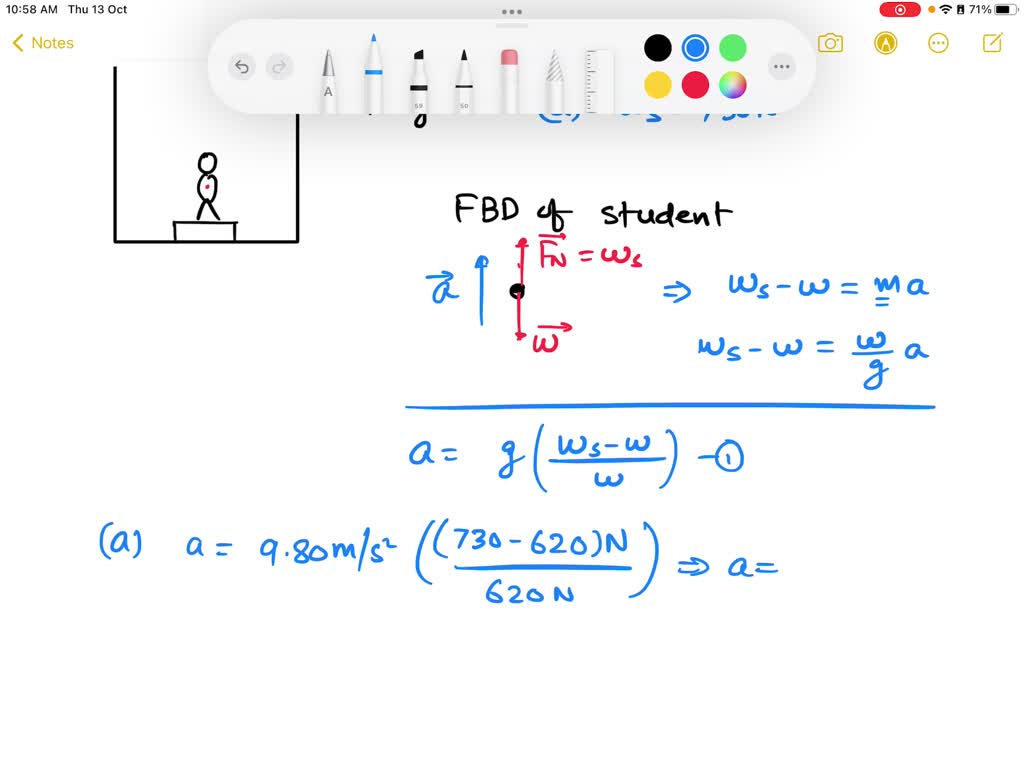 SOLVED: A 620 N physics student stands on a bathroom scale in an ...