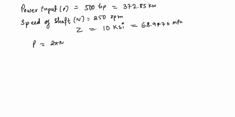 design-the-size-of-splid-steel-shaftin-inches-in-diameter-that-is-to-be-used-for-a-500-hp-250-rpm-application-if-the-allowable-torsional-deflection-is-1-and-the-allowable-stress-is-10000-psi-71816