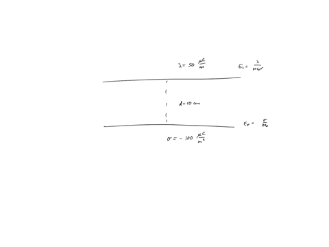 a-long-line-carrying-a-uniform-linear-charge-density-500-mu-mathrmc-mathrmm-runs-parallel-to-and-100-24933