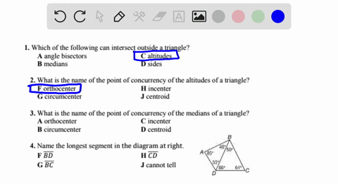 which-of-the-following-can-intersect-outside-triangle-angle-bisectors-altitudes-b-medians-d-sides-2-what-is-the-name-of-the-point-of-concurrency-of-the-altitudes-of-a-triangle-f-orthocenter-45949
