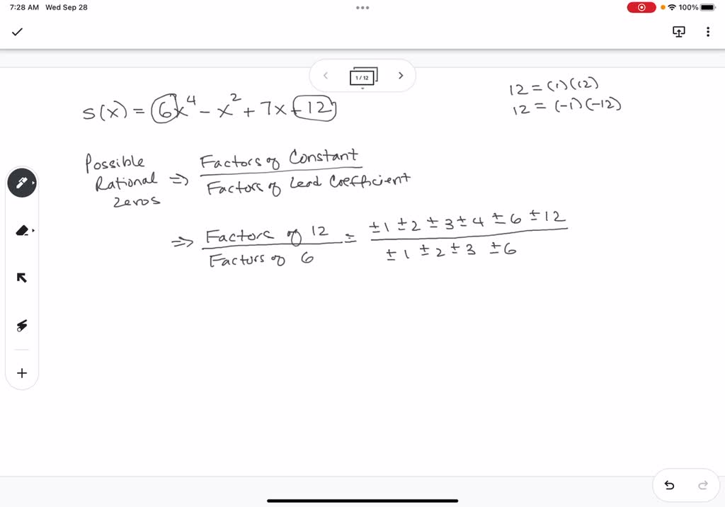 Solved List All Possible Rational Zeros Given By The Rational Zeros Theorem But Dont Check To 7866