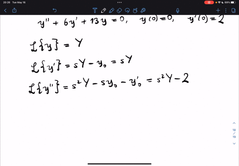 point-use-the-laplace-transform-to-solve-the-following-initial-value-problem-y-6y-13y-0-y0-0-y0-2-using-y-for-the-laplace-transform-of-yt-ie-y-lyt-find-the-equation-you-get-by-taking-the-lap-89979