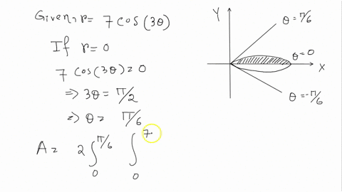 use-a-double-integral-to-find-the-area-of-the-region-one-loop-of-the-rose-r-7-cos3-92435