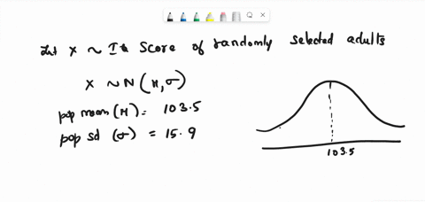 assume that adults have iq scores that are normally distributed with ...
