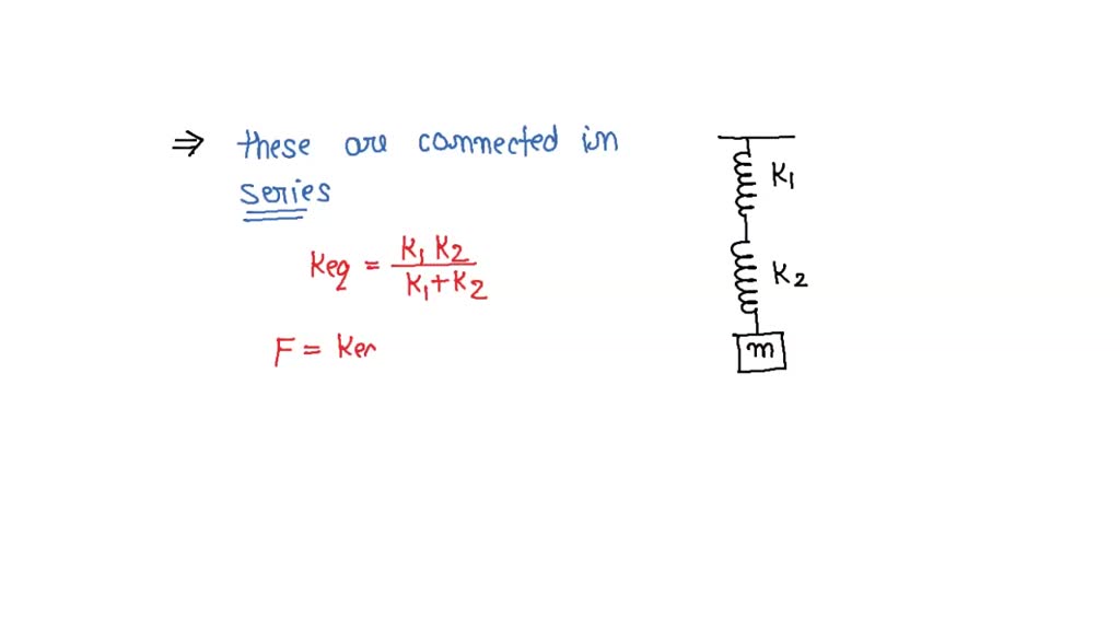 SOLVED: A mass M is suspended by two springs of force constants K1 and ...