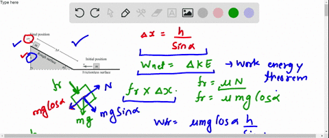 a-small-block-of-mass-m-slides-t0-the-left-on-a-frictionless-horizontal-surface-with-speed-v-then-the-block-slides-up-rough-ramp-that-has-an-incline-angle-of-the-coefficient-of-kinetic-frict-81683