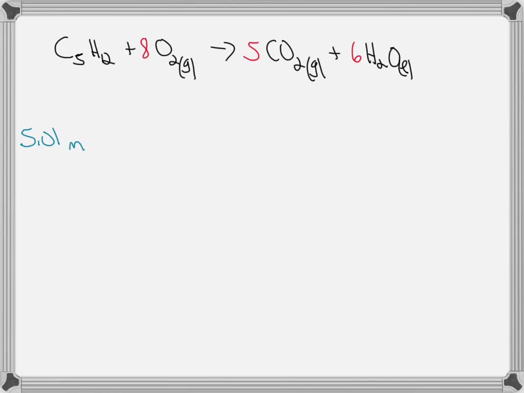 SOLVED: The combustion of pentane (C5H12) forms carbon dioxide (CO2 ...