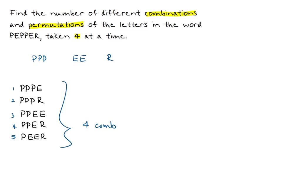 SOLVED: Find The Number Of Different Combinations And Permutations Of ...