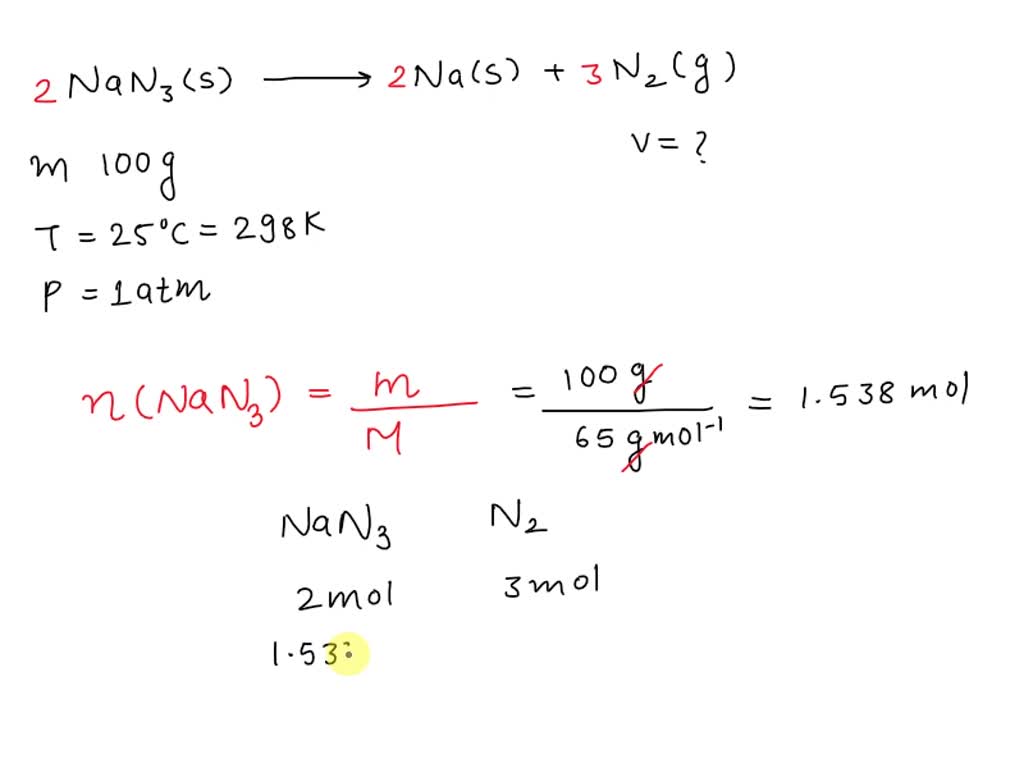 SOLVED The "air bags" in automobiles contain sodium azide, NaN3, which