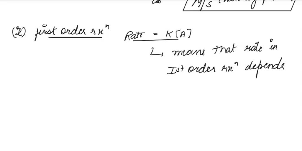 SOLVED Derive the units of rate constant for a zero order first order