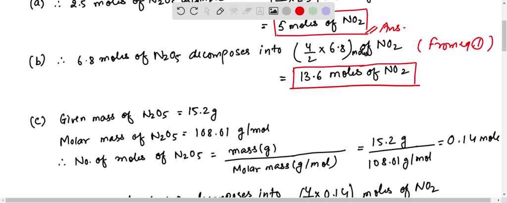 SOLVED: Calculate how many moles of NO2 form when each quantity of