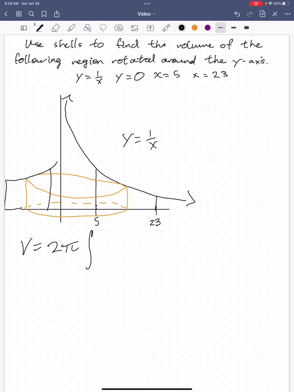 SOLVED: Chapter 5 Section 5.3, Question 007 Use cylindrical shells to ...