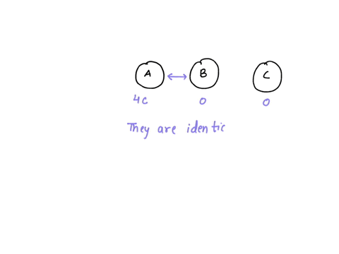there-are-three-identical-metal-balls-a-b-and-c-where-ball-a-has-an-excessof-charge-4-c-while-both-balls-b-and-c-are-neutral-if-ball-a-comes-incontact-with-ball-b-momentarily-and-then-ball-b-87637