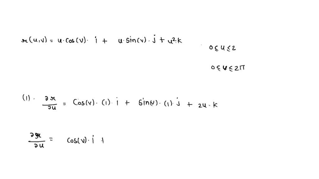 SOLVED: Consider the surface u = (x, y, x^2 - y^2). Calculate the ...