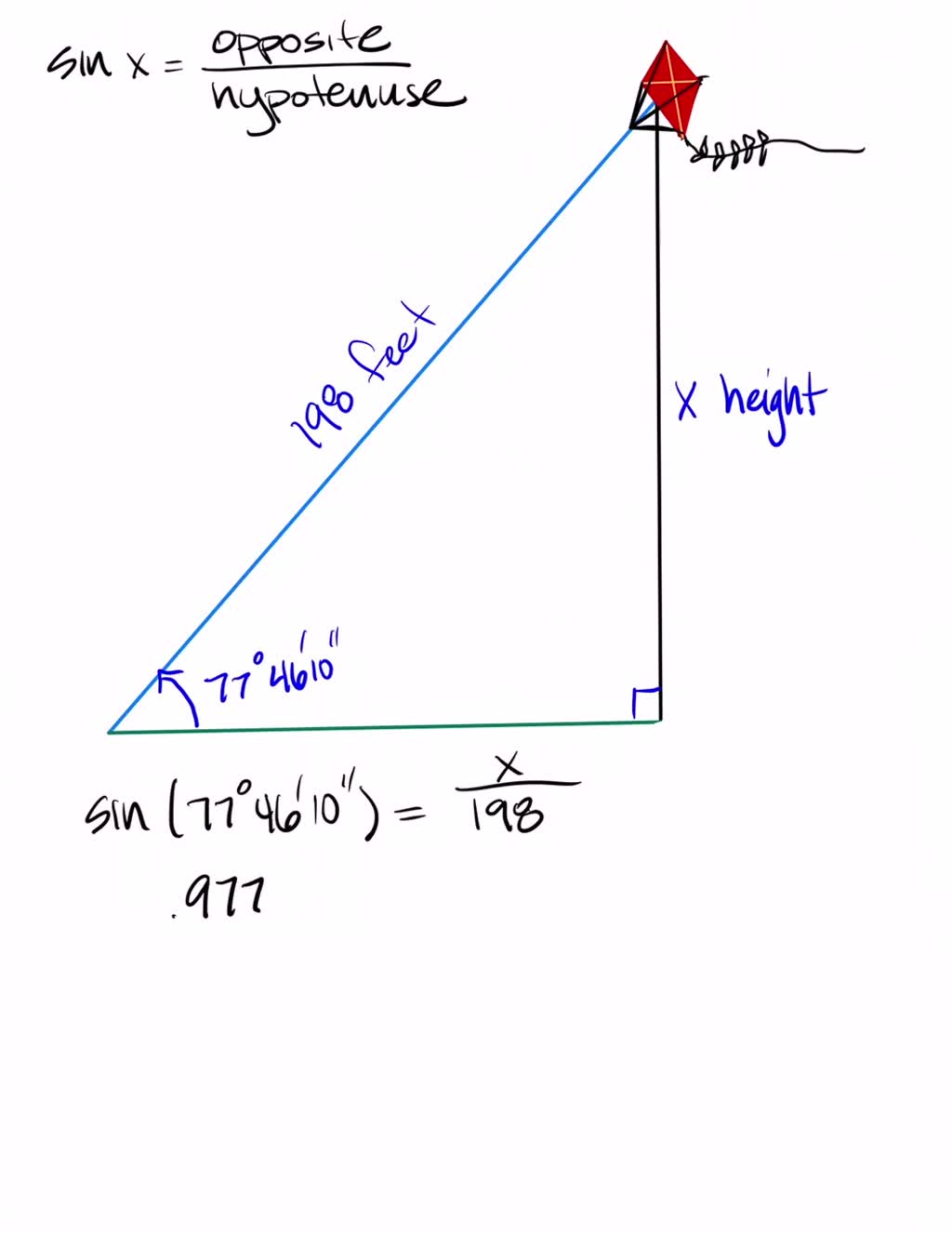 Solved: The Angle Of Elevation Of A Flying Kite Is 77Â°46'10”. If The 