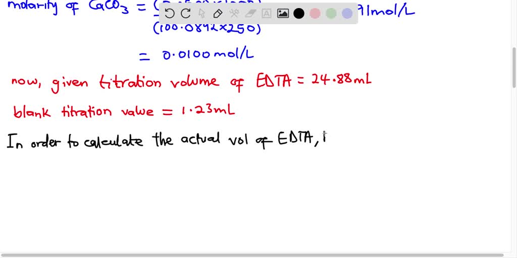 SOLVED: An EDTA solution which was standardized against 20.00 mL CaCO3 ...