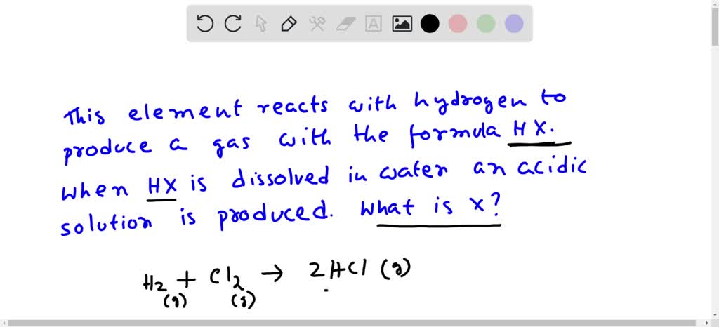 SOLVED: This element reacts with hydrogen to produce a gas with the ...