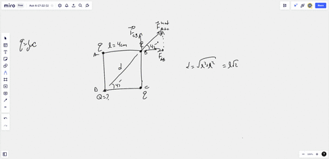 a-3-charges-10-c-each-are-placed-in-3-corners-of-a-square-a-b-c-calculate-the-charge-located-at-point-d-so-that-the-net-force-on-charge-at-b-will-be-zero