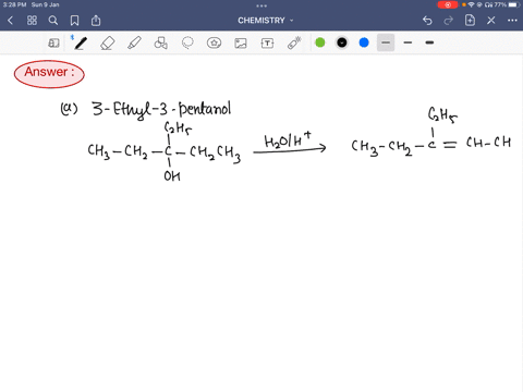 identify-the-alkene-obtained-on-dehydration-of-each-of-the-following-alcohols-a-3-ethyl-3-pentanol-3-95477
