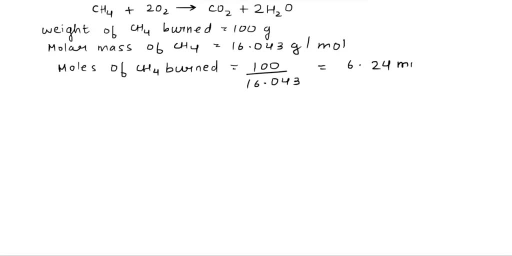 SOLVED: Given that: CH4 + 2O2 â†’ CO2 + 2H2O, how many moles of carbon ...