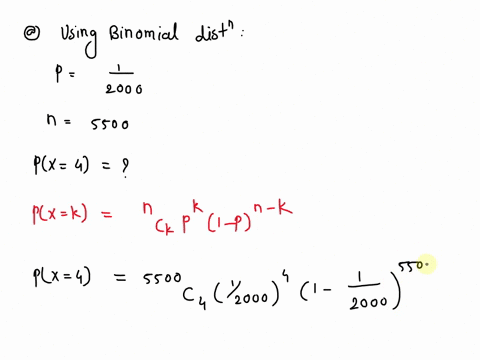an-automobile-manufacturer-finds-that-1-in-every-2000-automobiles-produced-has-a-particular-manufacturing-defect-a-use-a-binomial-distribution-to-find-the-probability-of-finding-4-cars-with-73378