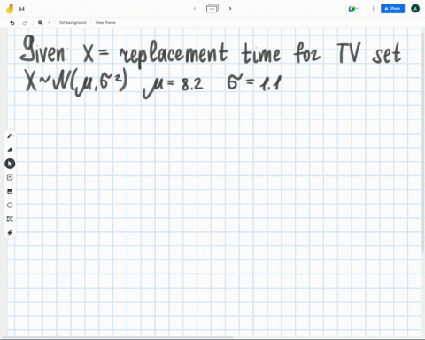 replacement-times-for-tv-sets-are-normally-distributed-with-a-mean-of-82-years-and-a-standard-deviation-of-11-years-find-the-probability-that-a-randomly-selected-tv-will-have-a-replacement-t-85472