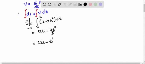 a-particle-travels-along-straignt-line-with-velocity-v-12-3t2-ms-where-is-in-seconds-when-t-0-the-particle-is-located-10mtothe-left-ofthe-origin-what-is-the-displacement-of-the-particle-from-54635