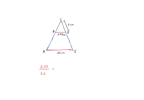 pls-help-15-points-2-triangle-bcd-is-similar-to-triangle-ace-5-cm-b-275-cm-a-e-22-cm-if-the-triangles-are-isosceles-what-is-the-length-of-ab-f-16-cm-h-40-cm-g-11-cm-35-cm-29308