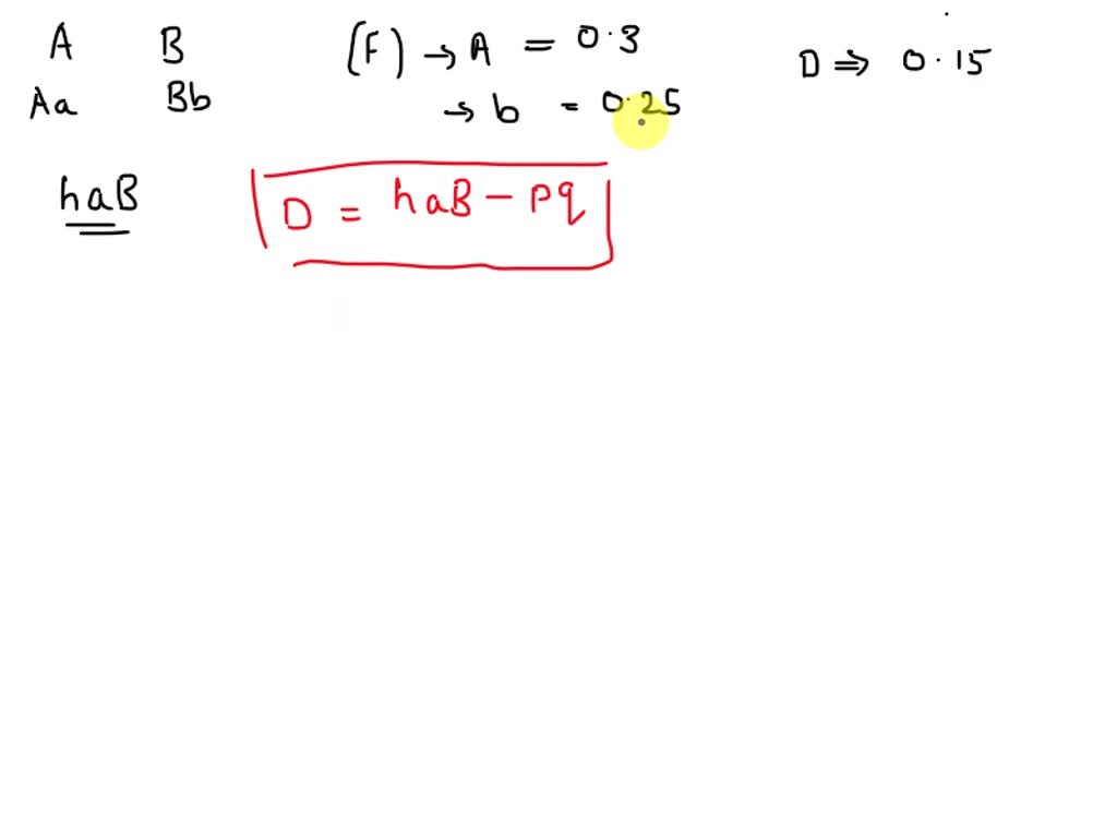 SOLVED: Consider Two Loci (A, B) Each With Two Alleles (Aa, Bb). The ...