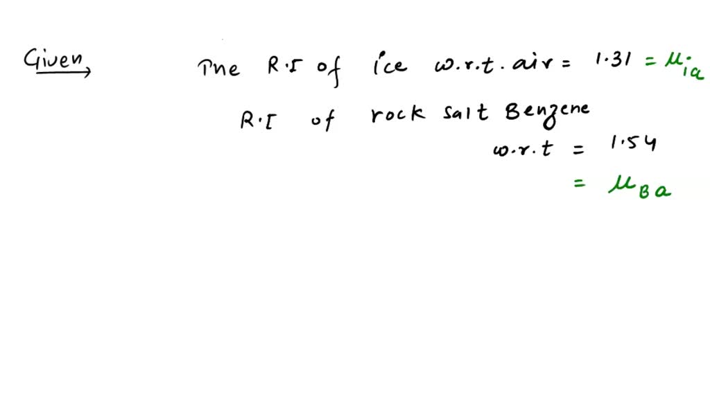 SOLVED "With respect to air the refractive index of ice and rock salt