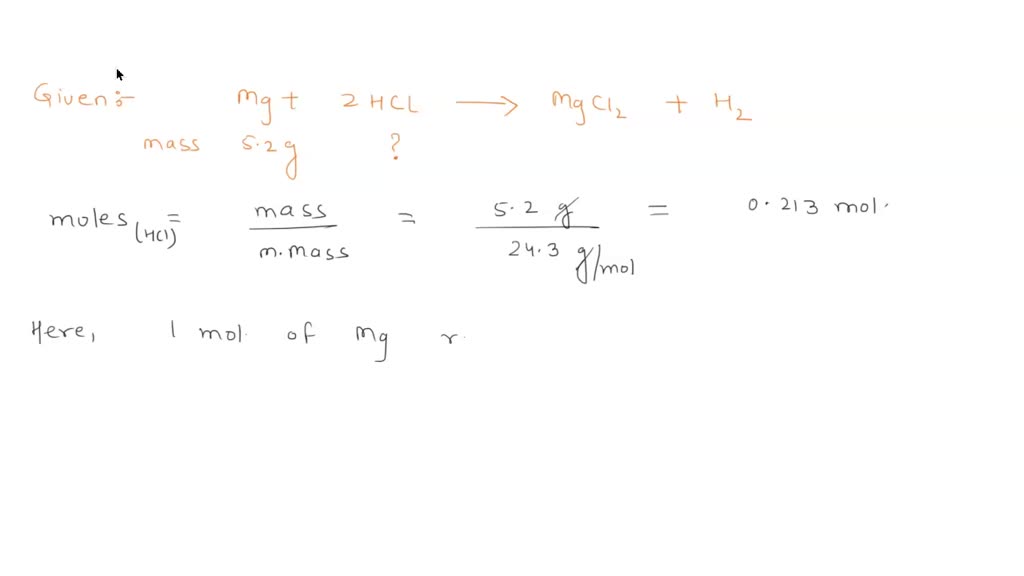 Solved Magnesium Reacts With Hydrochloric Acid Hcl To Form Magnesium Chloride And Hydrogen 8390