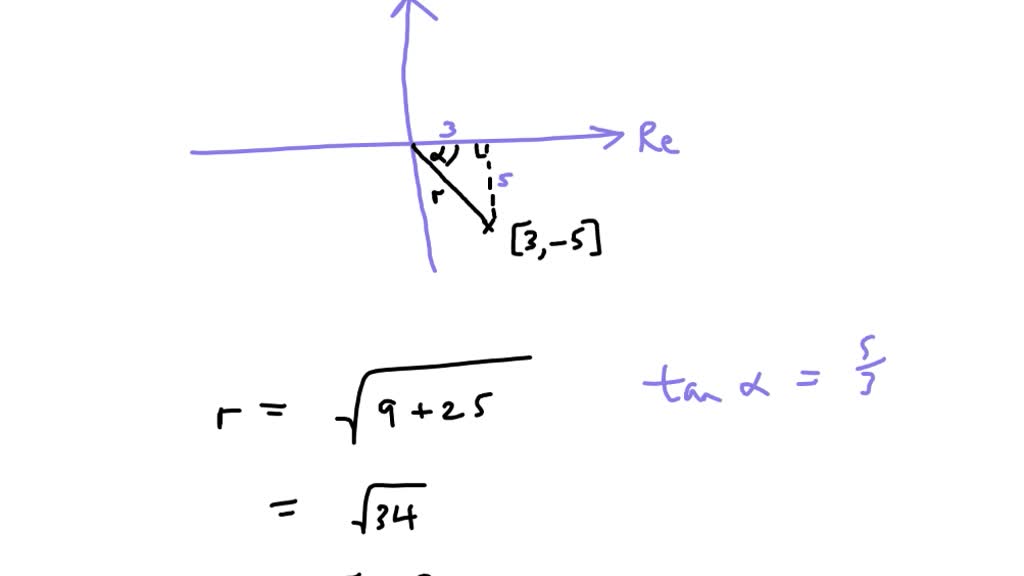 SOLVED: Write the complex number z=3-5i in trigonometric form ...