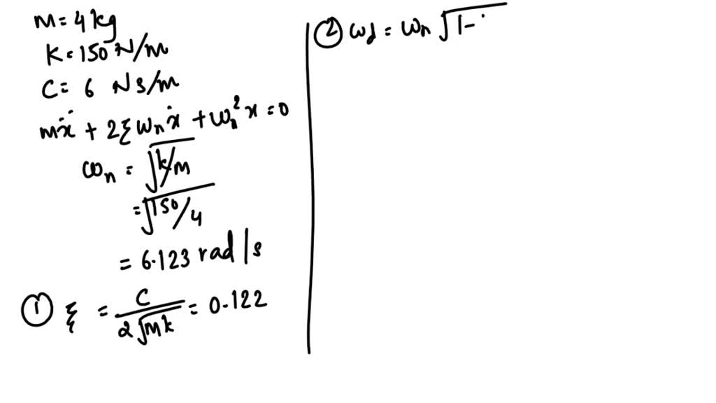 SOLVED A vibrating system is defined by the following parameters m