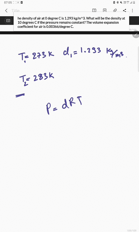 he-density-of-air-at-0-degree-c-is-1293-kgm3-what-will-be-the-density-at-10-degrees-c-if-the-pressure-remains-constant-the-volume-expansion-coefficient-for-air-is-000366degree-c