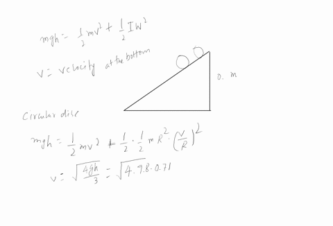 1-a-disk-and-a-solid-sphere-of-the-same-mass-and-radius-are-released-at-the-same-time-at-the-top-of-a-rough-inclined-planel-ramp-draw-a-diagram-that-includes-both-the-objects-on-the-ramp-lab-97224