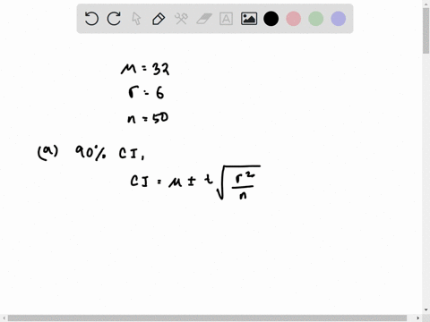 a-simple-random-sample-of-50-items-from-a-population-with-6-resulted-in-a-sample-mean-of-34-round-your-answers-to-two-decimal-places-a-provide-a-90-confidence-interval-for-the-population-mea-80928