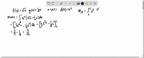 find-the-center-of-mass-for-the-thin-plate-bounded-by-the-curves-gx-and-fx-vx0x-with-the-density-function-sx-x2-mass-b-center-of-mass-03564