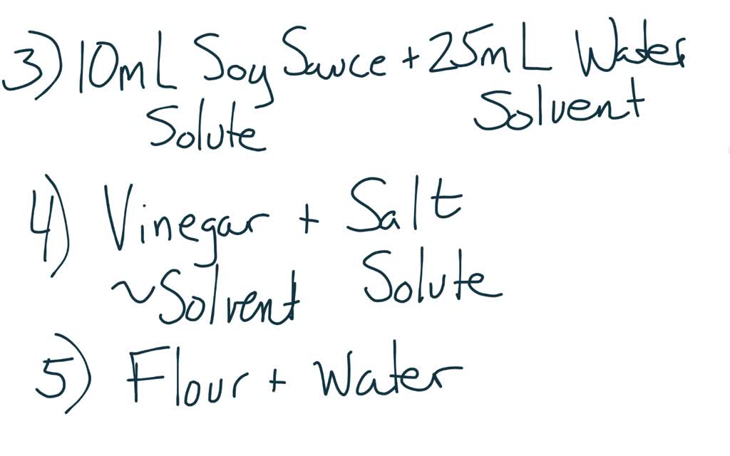 SOLVED A. Identify the solute and solvent in the following 1. sugar