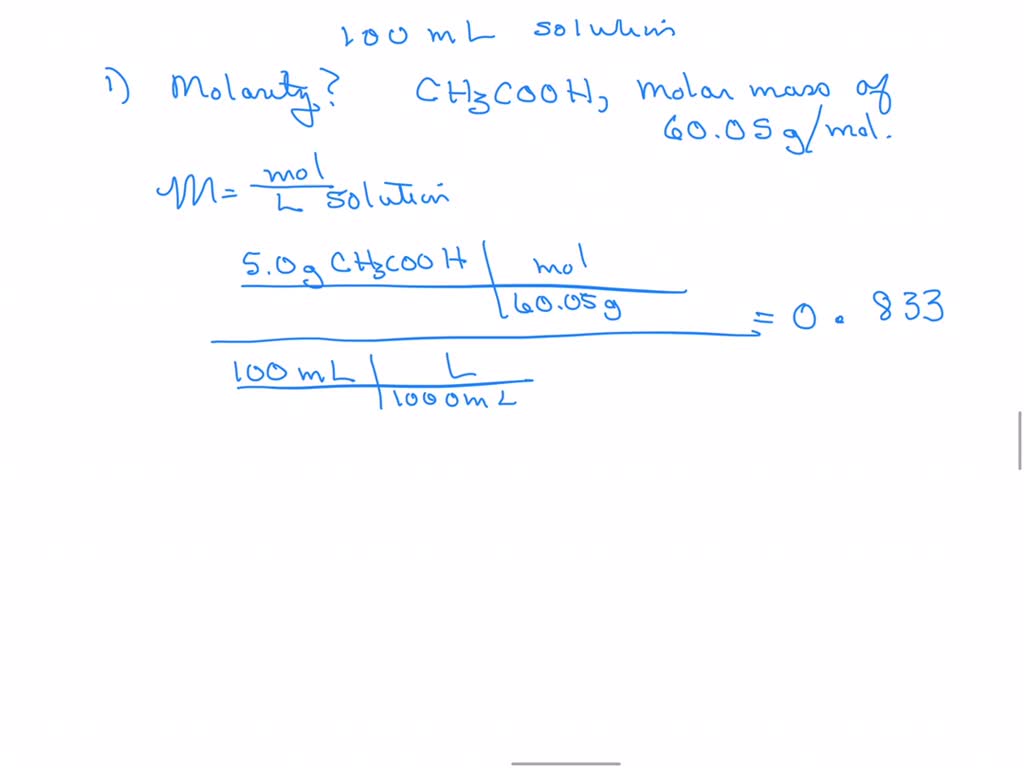 SOLVED 1. Typical commercial vinegar solutions are 5.0 m/v of acetic