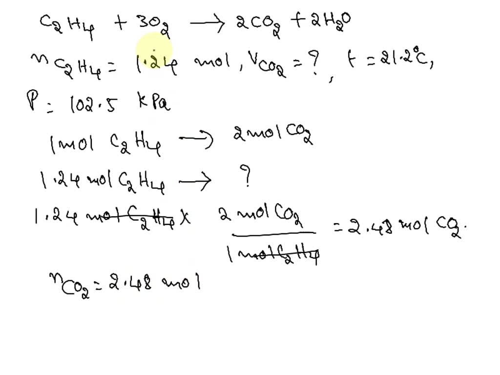 SOLVED Ethylene gas burns in air according to the reaction C2H4