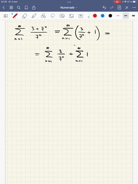 ifthe-following-series-converges-compute-its-sum-otherwise-enter-inf-if-it-diverges-to-infinity-minf-if-it-diverges-to-minus-infinity-and-div-otherwise-3-7n-n1-93135