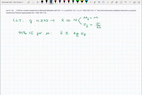 let-x1-x2-x100-be-a-random-sample-from-a-bernoulli-distribution-with-px-1-p-and-px-0-1p-if-1-100-100-i1xi-y-then-find-a-95-percent-confidence-interval-for-p-using-the-central-limit-theorem-a-77714