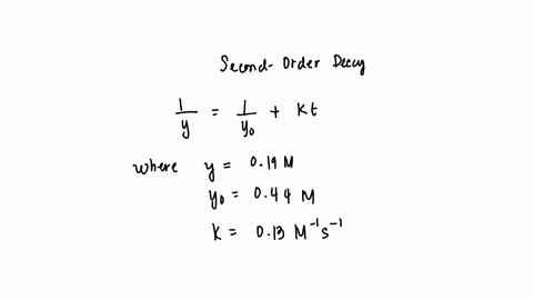 the-rate-constant-for-a-particular-second-order-reaction-is-013-m-1s-1-if-the-initial-concentration-of-reactant-is-044-m-how-many-seconds-will-it-take-for-the-concentration-to-decrease-to-019-m